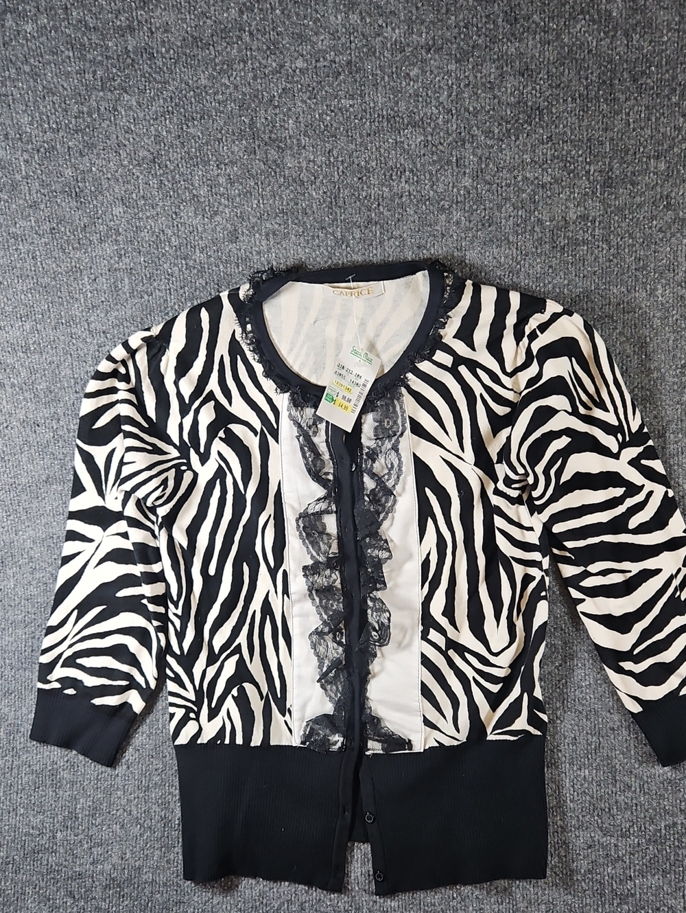 Caprice Black & White Zebra-Print Cardigan